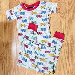 Kids Race Car Print Pajama Set - Red and Gray Size 4